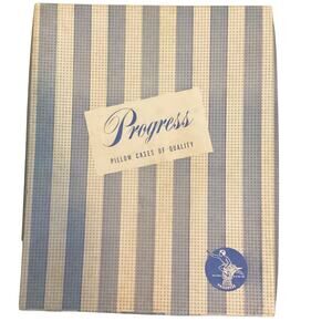 Vintage Progress His and Her Embroidered Pillowcases In Original Box Sealed *